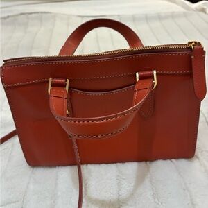 Fossil RUST Leather Purse with handles & shoulder strap. Mint condition